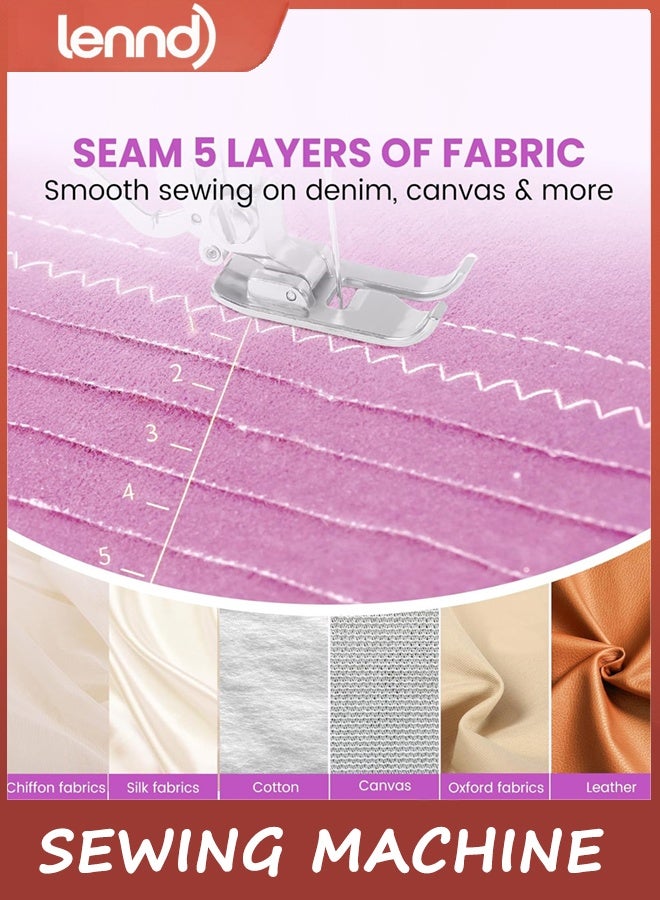 LENND Sewing Machine with 12 Stitch Patterns, Adjustable 2-Speed Control, Foot Pedal & LED Light, 32-Color Thread Set, Portable Mini Electric Sewing Kit for Home Projects, Kids & Adults - Image 5